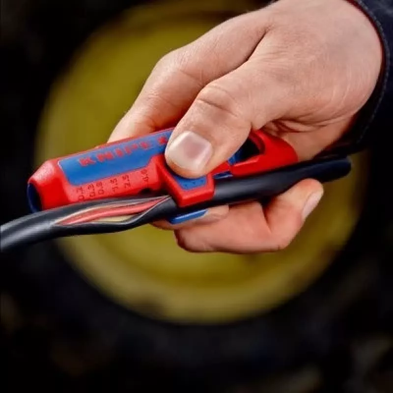 Pelacables Knipex ErgoStrip PV 16 95 03 para cable PV, tope ajustable, mango ergonómico