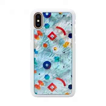 Funda para móvil iKins para iPhone XS / iPhone X S – blanca poppin rock tapa trasera protectora
