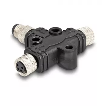 DeLOCK divisor de cable M8 en T codificación A de 4 pines 1 x conector macho a 2 x conector hembra