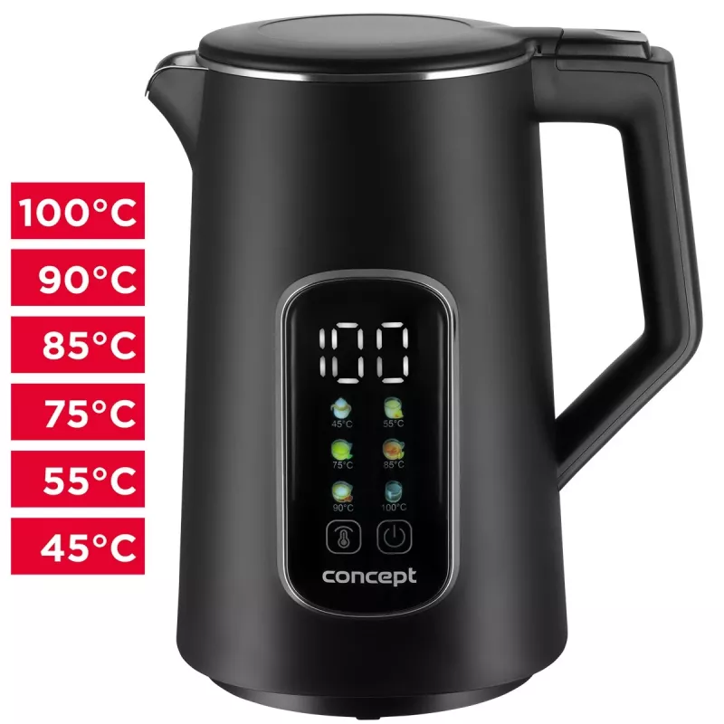Hervidor de agua eléctrico Concept Solution RK3385 con control de temperatura, capacidad 1,7 L