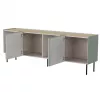 Cómoda cama meble FELLINI 2000×400×700 mm, oliva con parte superior de roble aceitado, marco de MDF