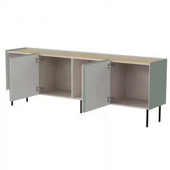 Cómoda cama meble FELLINI 2000×400×700 mm, oliva con parte superior de roble aceitado, marco de MDF