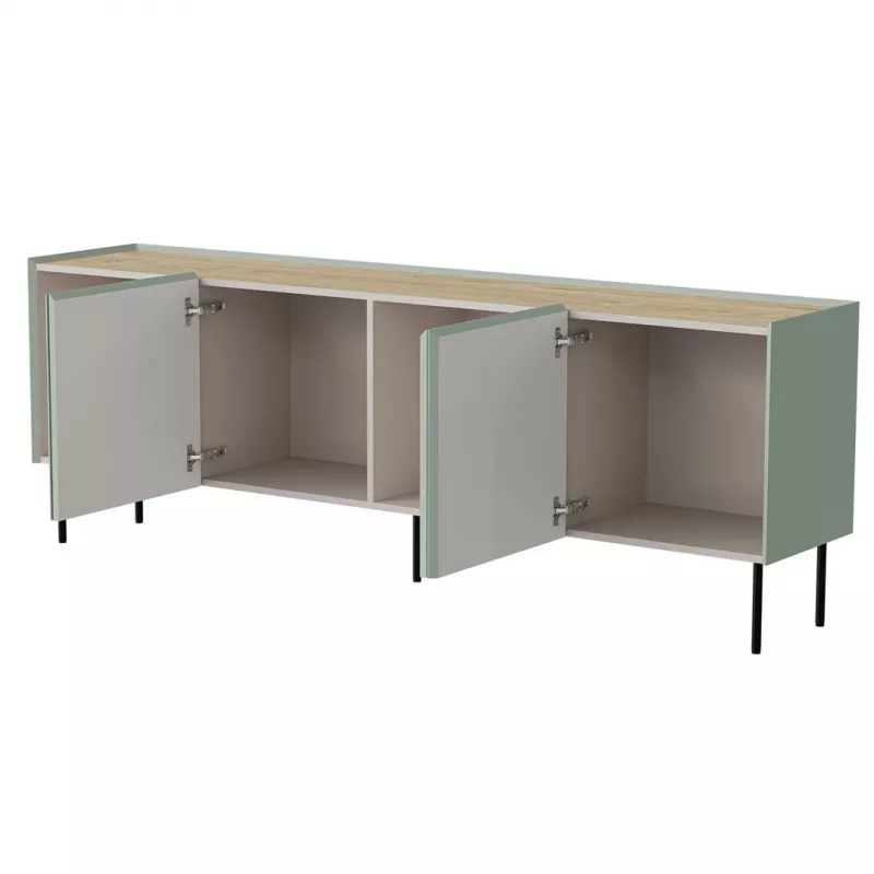 Cómoda cama meble FELLINI 2000×400×700 mm, oliva con parte superior de roble aceitado, marco de MDF