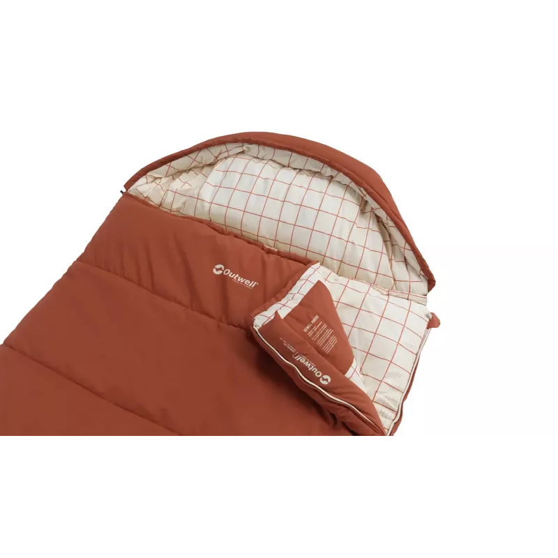 Saco de dormir Outwell 230501 — para adultos, semirrectangular, poliéster, 2350×900 mm, para usuarios de hasta 200 cm, rojo
