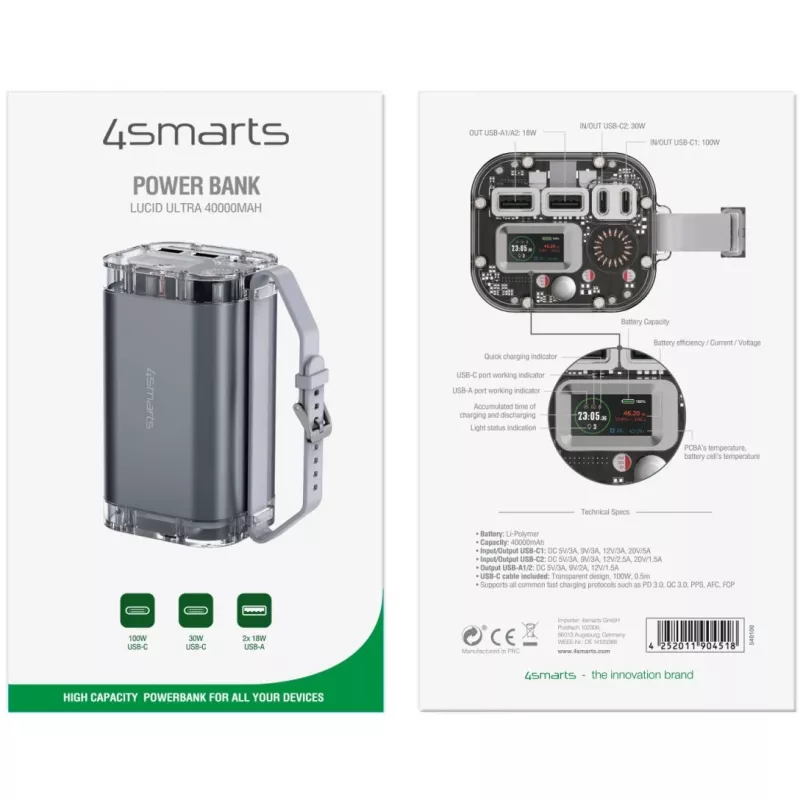 Batería externa Lucid Ultra 40000mAh 100W gris