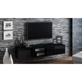 Mueble de TV Cama SIGMA1 180 negro/negro brillante