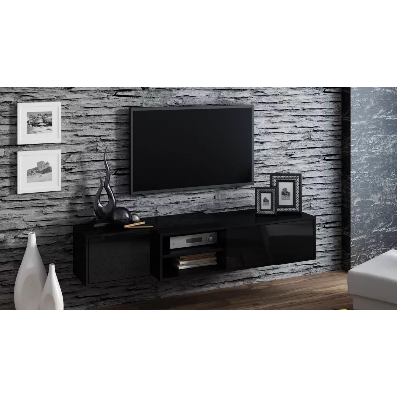 Mueble de TV Cama SIGMA1 180 negro/negro brillante