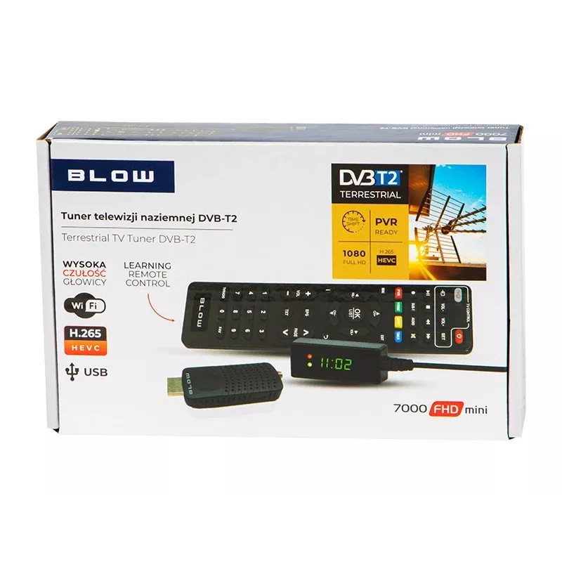Sintonizador DVB-T2 BLOW 7000FHD MINI H.265 – receptor de TV terrestre compacto, HDMI, USB, S/PDIF, Audio L/R, Teletexto