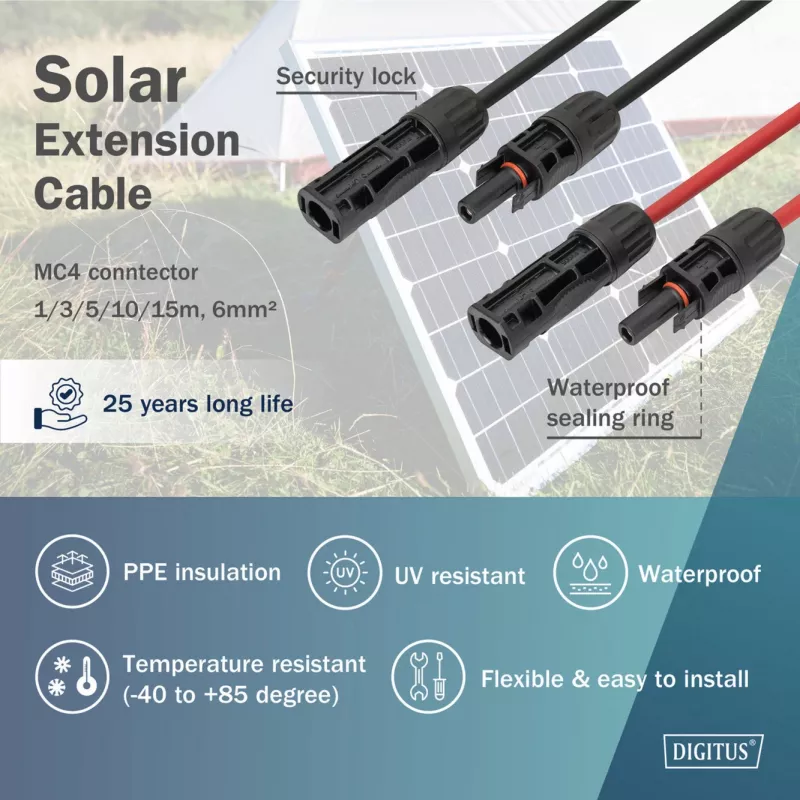 Cable Digitus DK-SCEC66-0030 6 mm² 3 m MC4 negro rojo