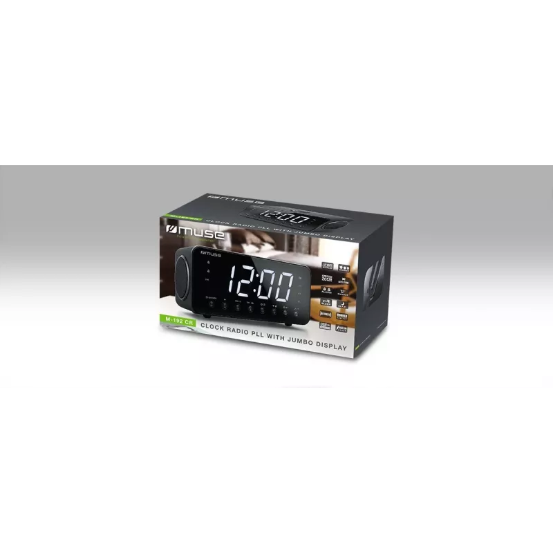 Radio despertador Muse M-192 CR — reloj digital, sintonizador FM, pantalla LED de 1,8