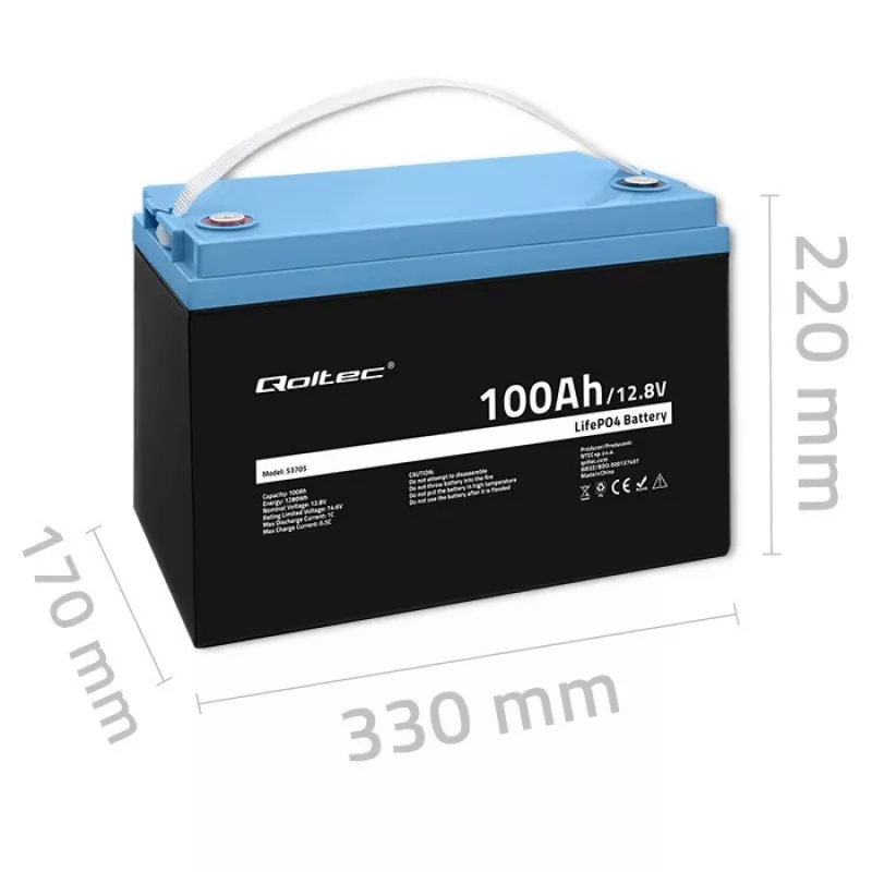 Batería de litio-fosfato de hierro Qoltec 53705 100 Ah 12,8 V