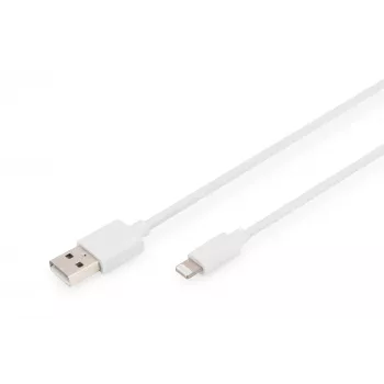 DIGITUS - Cable Lightning - Lightning (M) a USB (M) - 1,0 m - doble aislamiento - Blanco - moldeado - para Apple iPad/iPhone/iPod (Lightning) (DB-600106-010-W)
