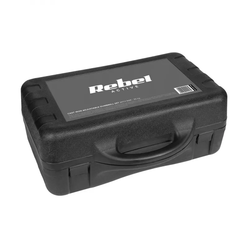 REBEL ACTIVE mancuernas ajustables en maletín 30 kg con barra