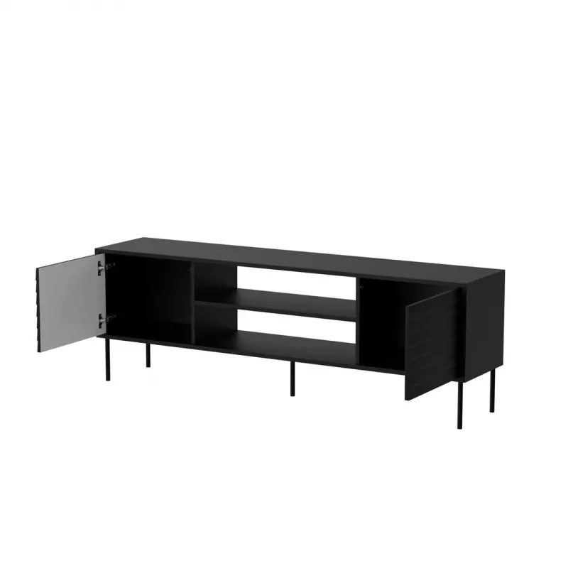 Mueble TV cama meble CORTINA EF 180×40×60 cm, negro, tablero superior de aglomerado, estructura negra