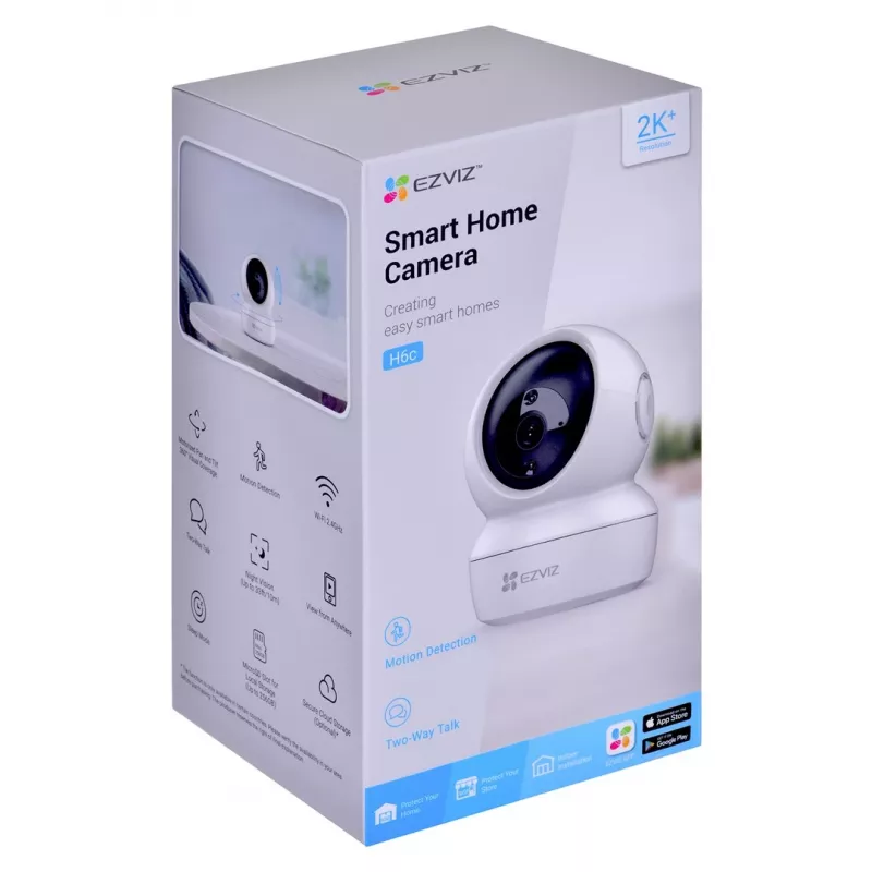 EZVIZ H6c Cámara de vigilancia IP 1920 x 1080, interior, tipo domo, Wi‑Fi y Ethernet, objetivo de 4 mm, giro de 360°, microSD hasta 256 GB