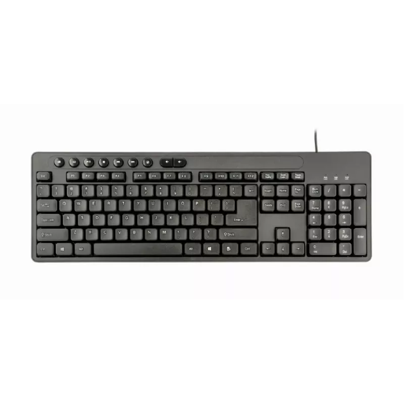 Teclado de tamaño completo con cable Gembird KBS-UM-04 USB QWERTY inglés US con ratón, negro, cable de 1,5 m