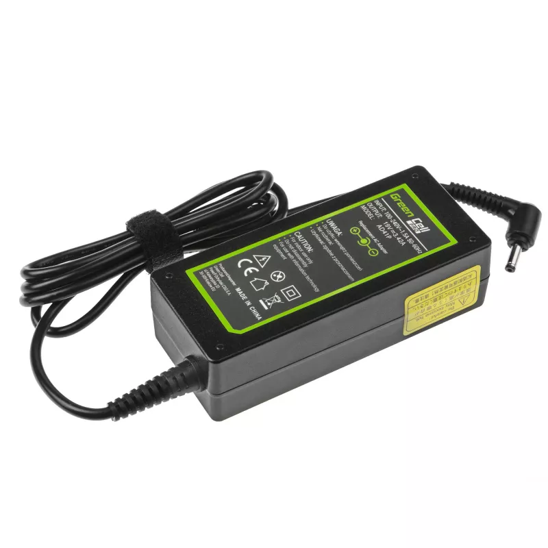 Fuente de alimentación Green Cell AD41P 65W para portátiles ASUS, 19V 3,42A, interior, negra