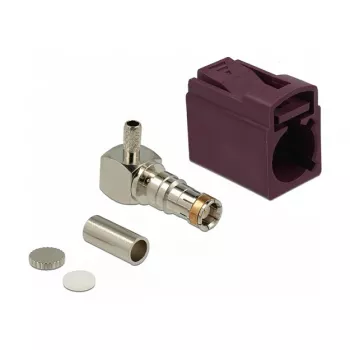 Conector coaxial DELOCK 89716 — FAKRA D macho, acodado 90°, 13,8 × 21,5 × 9,5 mm