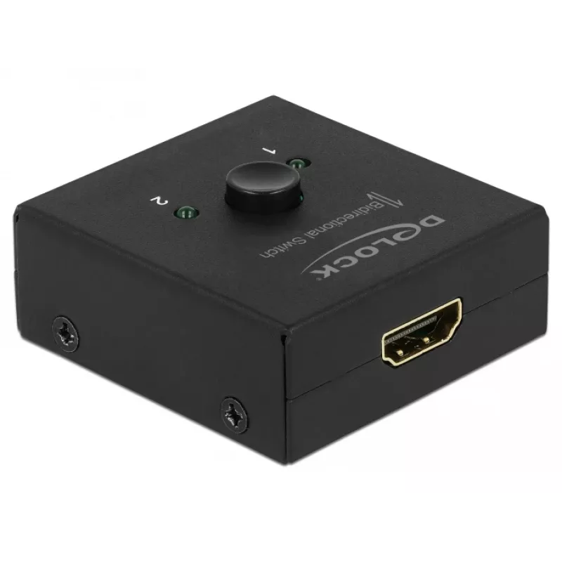 DeLock HDMI 2-1 bidireccional 4K 60 Hz compacto - Retail Box - Conmutador de vídeo/audio - 2 x HDMI - sobremesa (64072)
