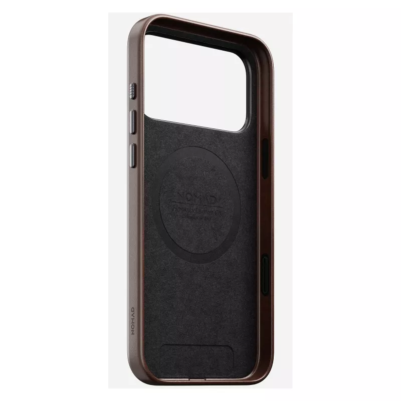 Funda para móvil Nomad Traditional Leather Case para iPhone 17 Pro Max, cuero/aluminio/microfibra, compatible con 6,9 pulgadas (marrón)