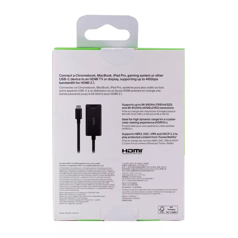 Adaptador de cable de vídeo Belkin AVC013BTBK HDMI Type-A (estándar) USB Type-C negro