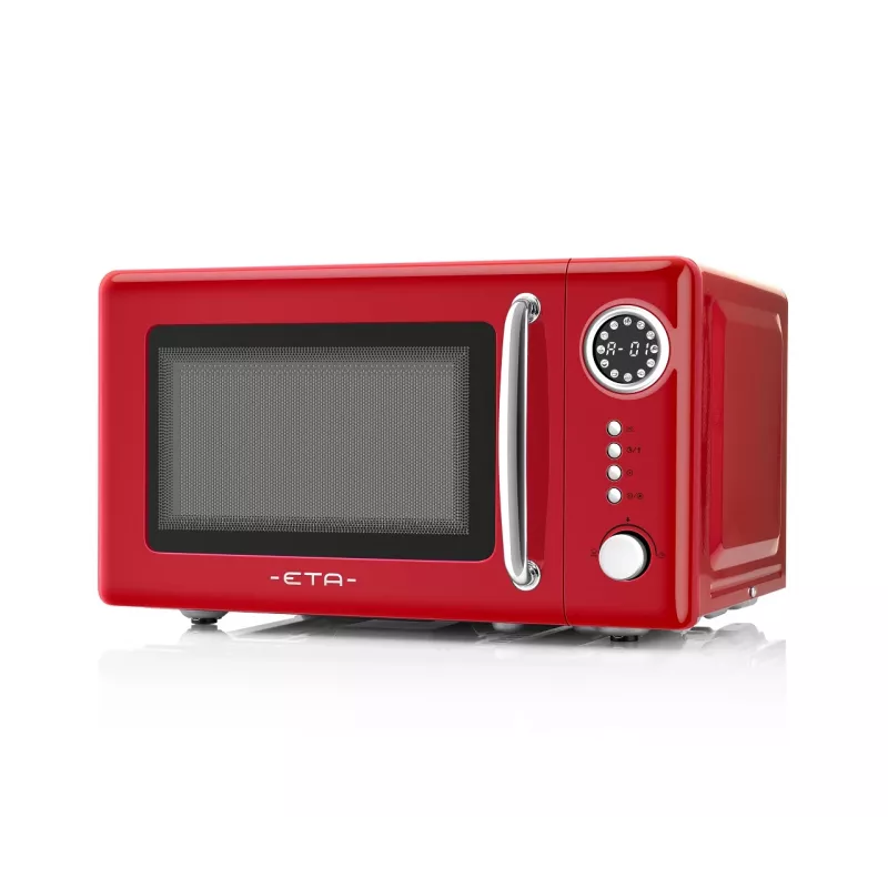 Microondas de encimera ETA Storio Rojo Solo – 20 L, 700 W, 5 niveles de potencia, plato giratorio de 245 mm
