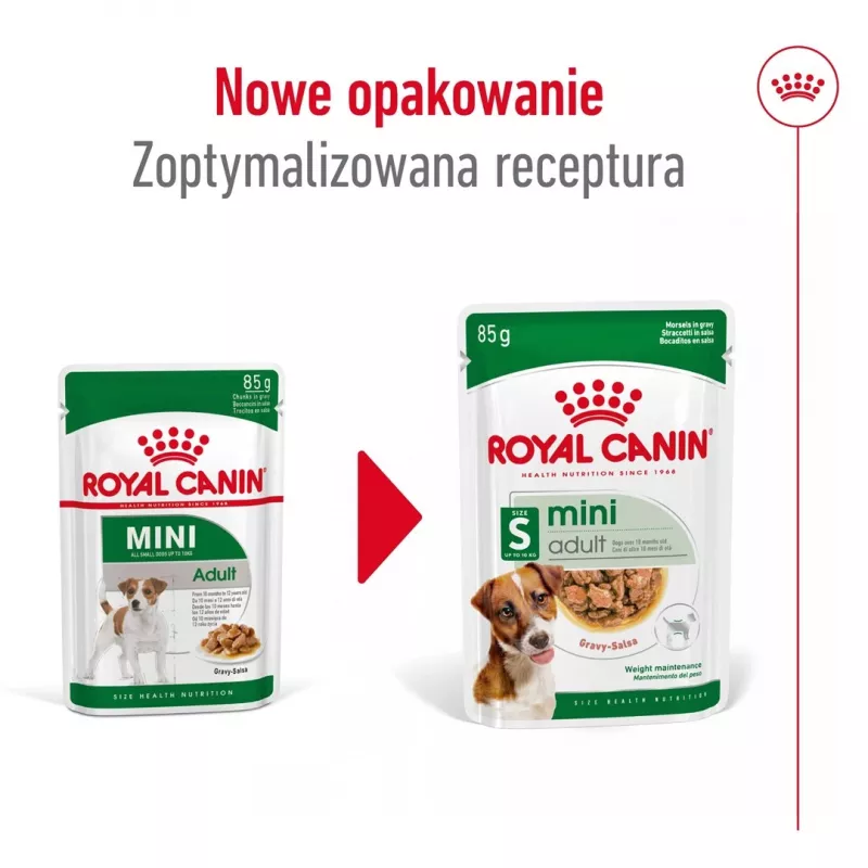 Comida húmeda para perros Royal Canin Mini Adult bolsa 85 g, aves, para razas pequeñas 5–10 kg, pack 12 × 85 g
