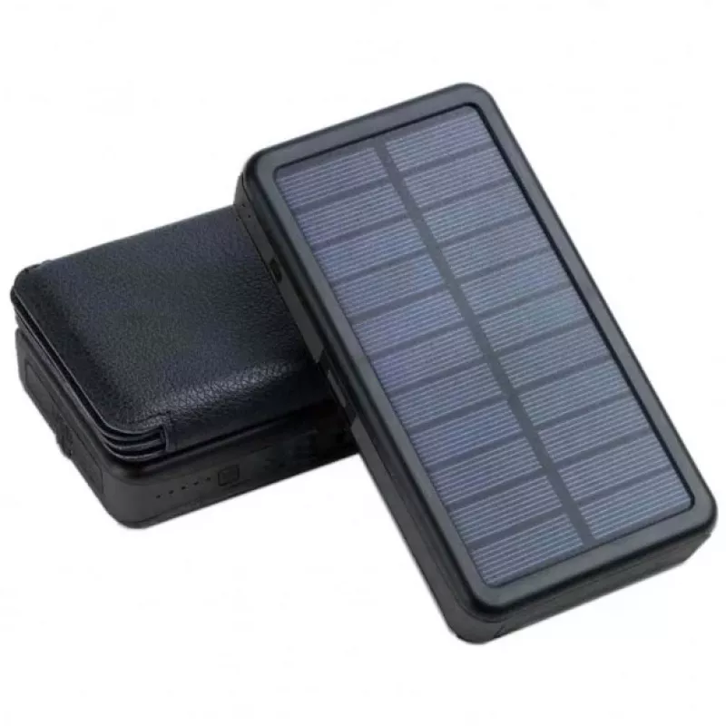 PowerNeed ES20000B panel solar plegable con power bank, 9 W, 20000 mAh, Li-Poly, 2x USB 2 A, negro