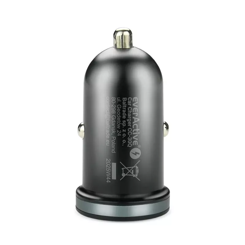 Cargador de coche everActive CC-30Q QC3.0 35W – 1x USB-A, 1x USB-C, carga rápida