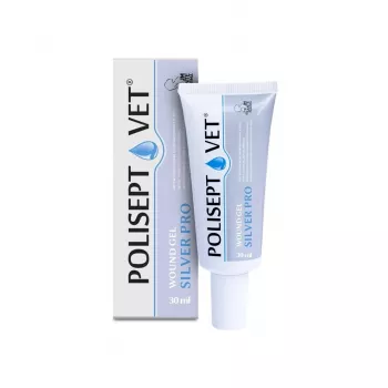 Gel para heridas JM Sante Polisept Vet Silver Pro 30 ml – cuidado tópico de heridas para perros y gatos, tubo de 30 ml
