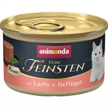 Comida húmeda para gatos animonda Vom Feinsten Salmón y ave sin cereales 85 g lata, adulto, sin gluten ni soja