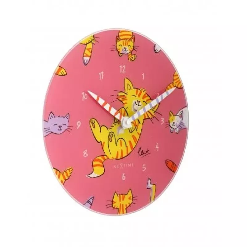 Reloj NeXtime 8810 Tickle My Tummy, Ø30 cm, pared, rosa/multicolor