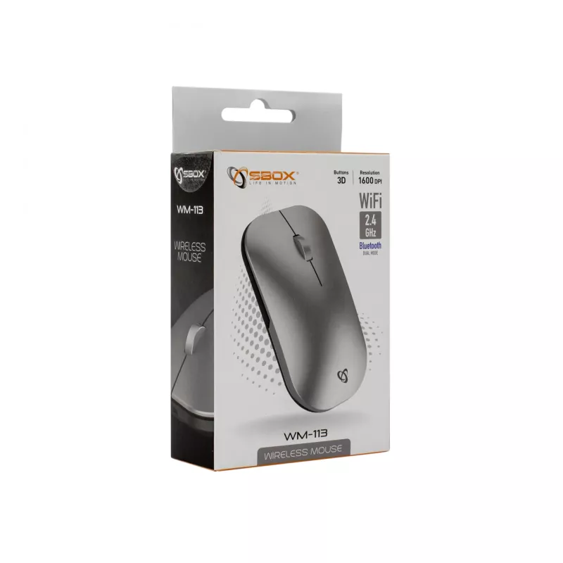 Ratón SBOX WM-113 inalámbrico RF Wireless + Bluetooth + USB Type-C