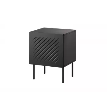 Mesita de noche Cama Meble SIENA set de 2, 44,5×40×59 cm, negro mate, MDF y aglomerado