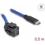DeLOCK 88156 Cable USB 0,5 m USB A USB C Negro Azul