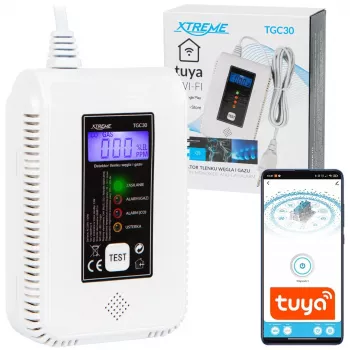 Detector de monóxido de carbono y gas BLOW TGC30 WiFi Tuya — LCD, 85 dB, con cable, montaje en superficie, blanco
