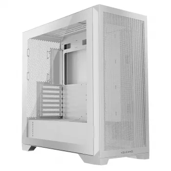 Caja de PC MODECOM VOLCANO EXPANSE S MIDI Tower — Blanca, microATX, cristal templado, USB-C, soporta GPU 430 mm