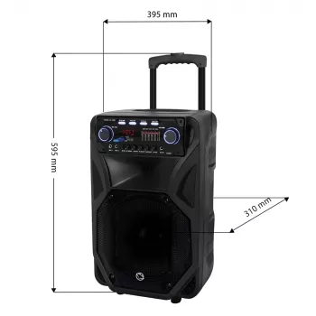 Altavoz de karaoke portátil MANTA SPK5021PRO 20W, altavoz de graves de 12 inch, 80W RMS, Bluetooth, autonomía de batería de hasta 5 h, SD/USB, entradas de micrófono y guitarra