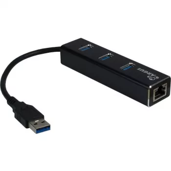 Inter-Tech Argus IT-310 - hub - 3 x SuperSpeed USB 3.0 + 1 x 10/100/1000 - sobremesa (88885439)