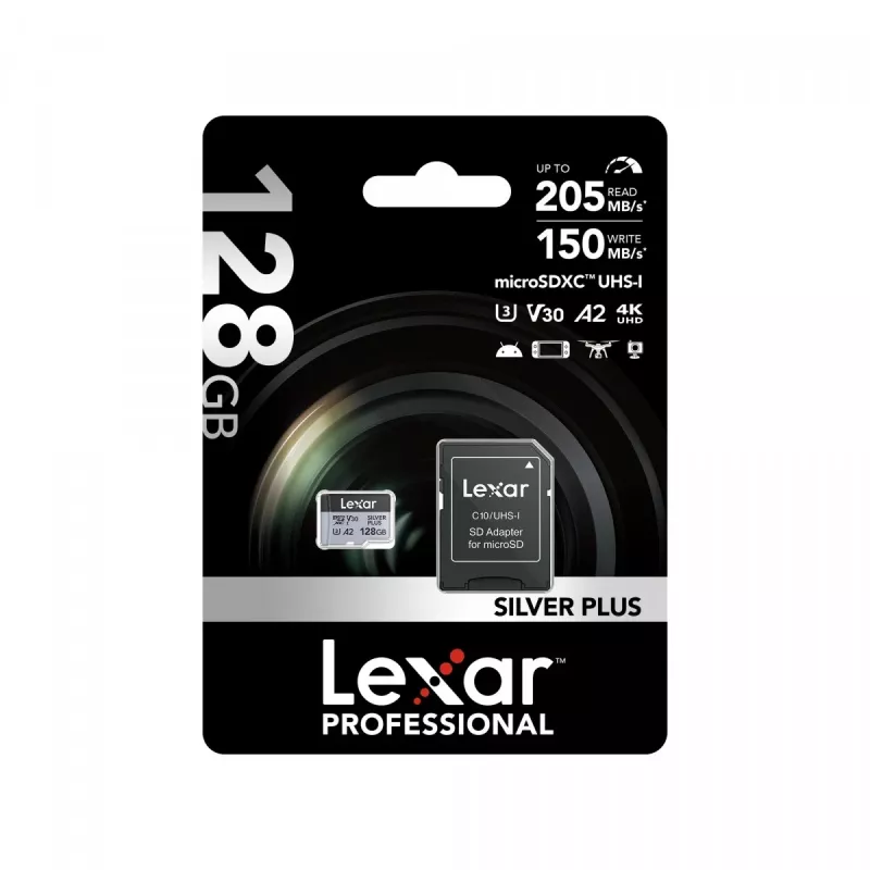 Memoria flash Lexar 128 GB UHS-I MicroSDXC Professional SILVER PLUS