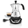 Cafetera moka eléctrica BIALETTI 3 tazas Moka Timer, pantalla LED programable, carcasa de aluminio, depósito de jarra