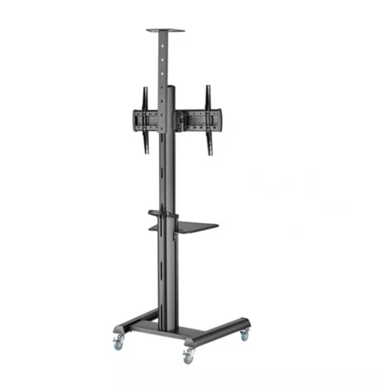 Soporte de TV de suelo Gembird TVS-70T-02 para pantallas de 37 inch-70 inch, máx. 70 kg, VESA 200x200-600x400, inclinable ±5°/-12°, altura ajustable, ruedas, gestión de cables