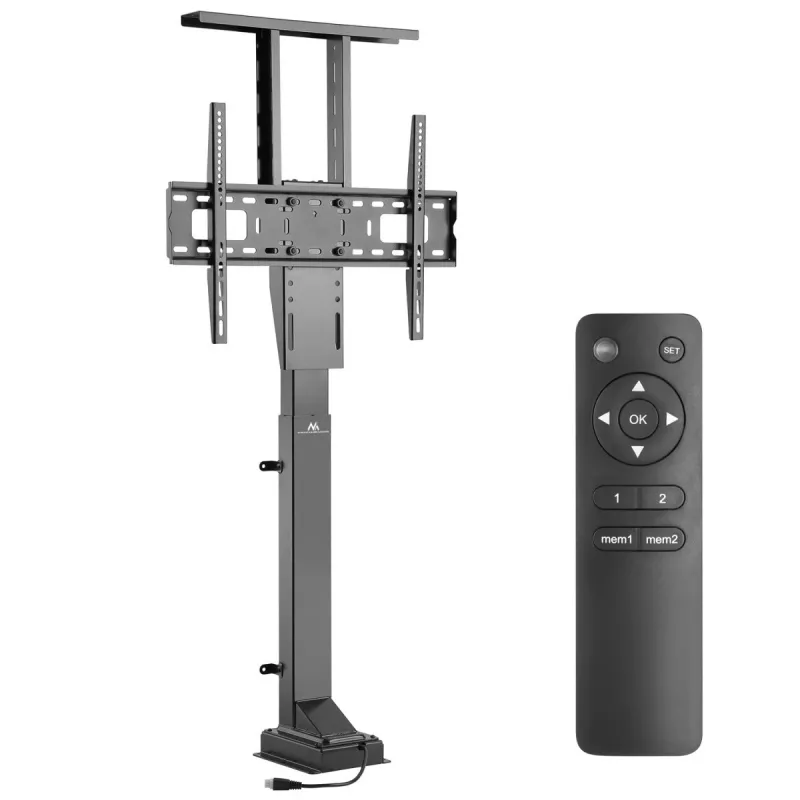 Maclean MC-866 elevador eléctrico de TV para 37-65 pulgadas (94-165,1 cm), mando a distancia, VESA hasta 600×400, máx. 50 kg, negro