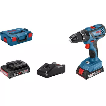 Taladro percutor atornillador a batería GSB 18V-28 Professional, 18 voltios (azul/negro, 2 baterías de Li-Ion 2,0 Ah, en L-BOXX)