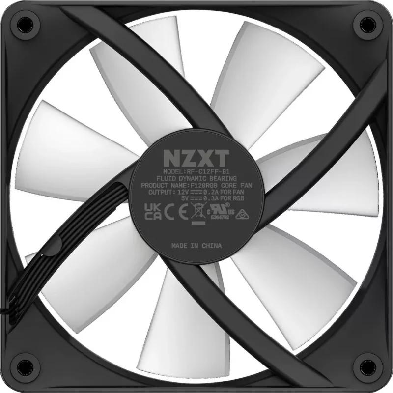 NZXT F120 RGB Core ventilador de caja de 120 mm, PWM de 4 pines, negro