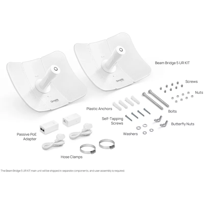 Puente de red TP-LINK Beam Bridge 5 UR KIT, 5 GHz banda única, Wi‑Fi 5 (802.11ac), Gigabit Ethernet, antena externa, alcance máx. 15000 m, blanco