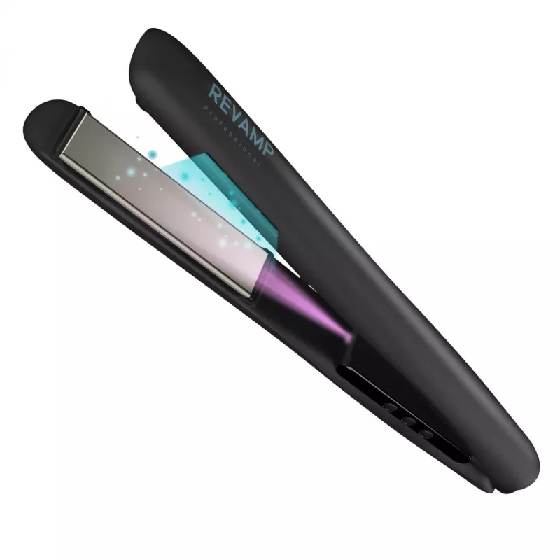 Plancha de pelo Revamp ST-1850BK-EU con función de brillo iónico, negra