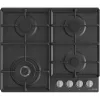 Placa de gas integrable Gorenje GW641EXB, 4 zonas de gas, negra, 60 cm, control por mando giratorio, rejillas de hierro fundido