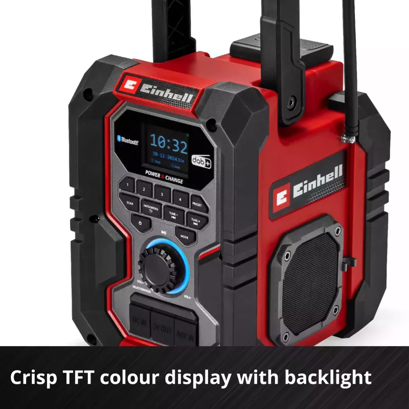 Radio portátil EINHELL TE-CR 18 Li DAB+ FM Bluetooth USB, a batería (compatible con TE-CR 18 Li)