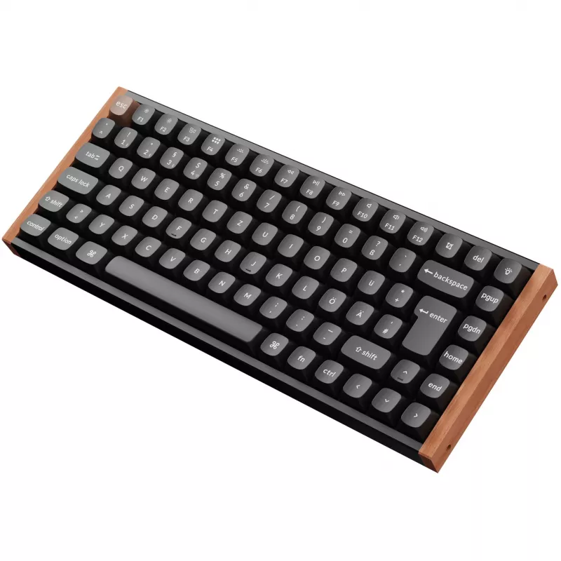 Keychron K2 HE (negro/madera, distribución DE, Gateron Double-Rail Magnetic Nebula, marco de aluminio)
